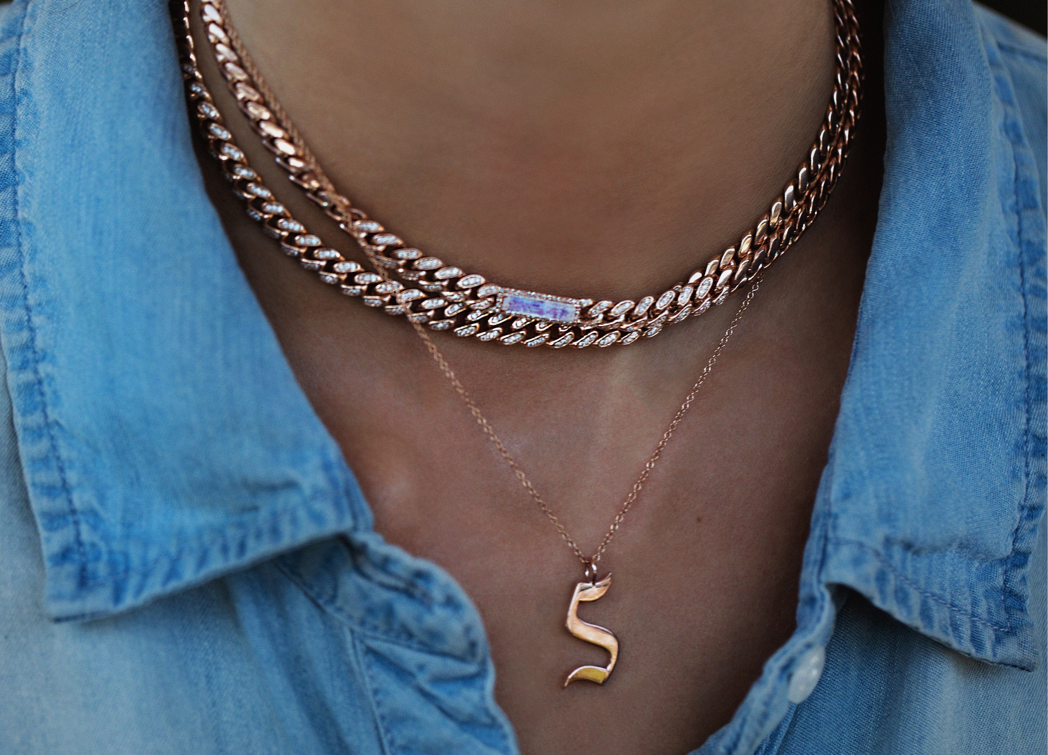 14kt gold and diamond chain link moonstone choker - Image 5