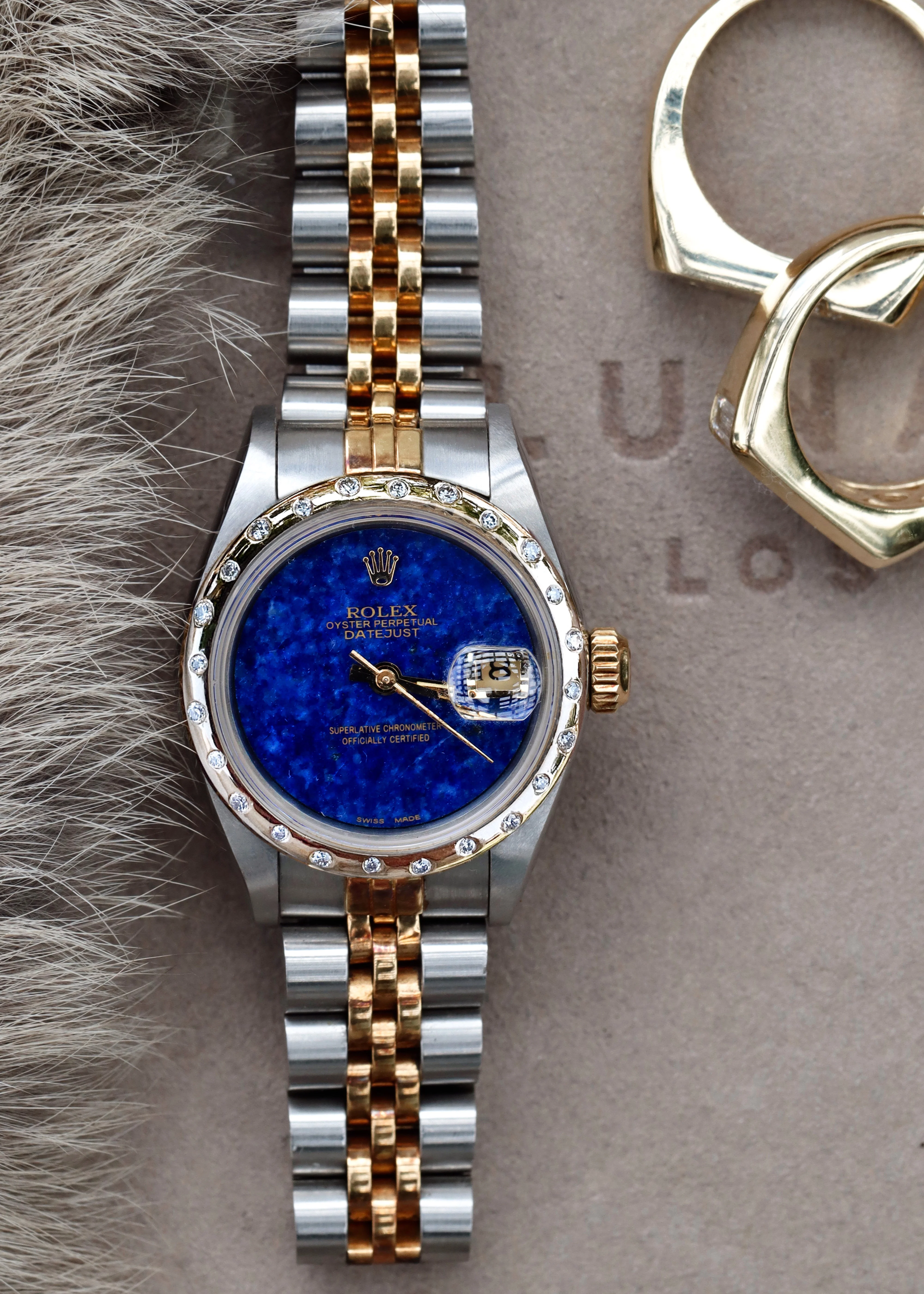 Rolex Datejust Jubilee Two-Tone 26mm Scattered Diamond Bezel With Lapis Dial - Image 3