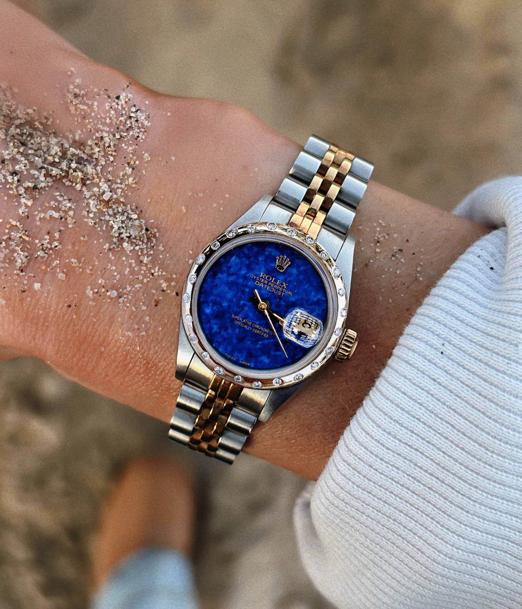 Rolex Datejust Jubilee Two-Tone 26mm Scattered Diamond Bezel With Lapis Dial - Image 4